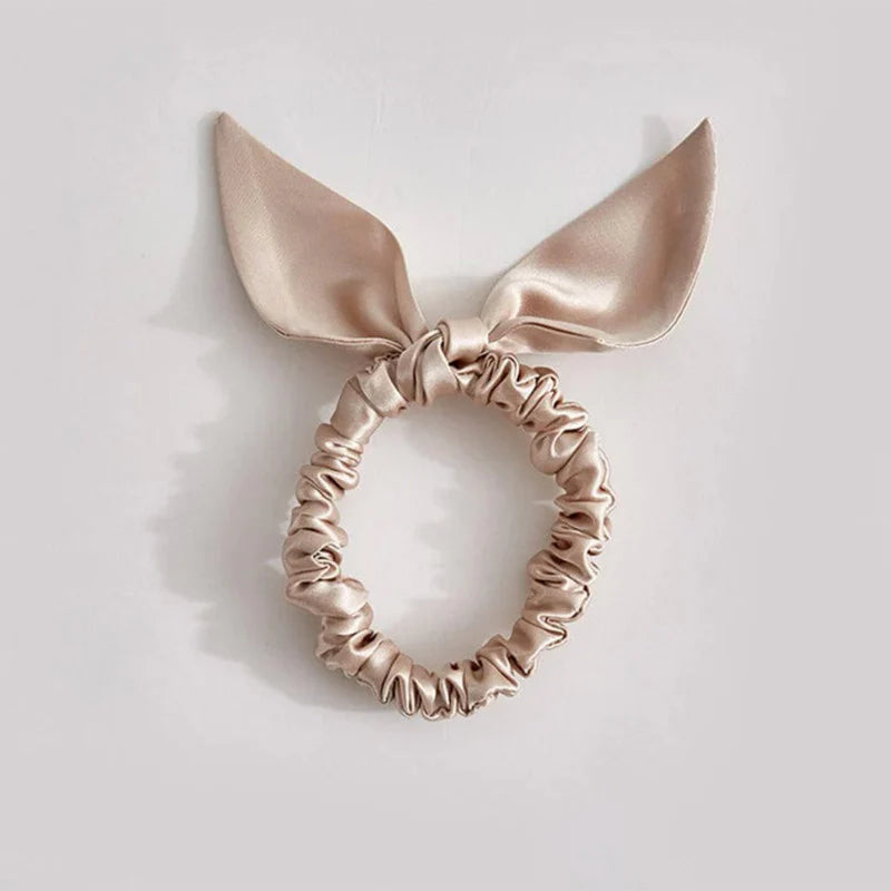 25 Momme Slim Silk Scrunchie with Bow