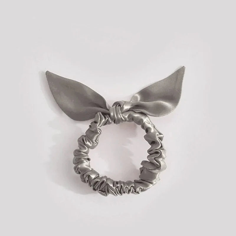 25 Momme Slim Silk Scrunchie with Bow