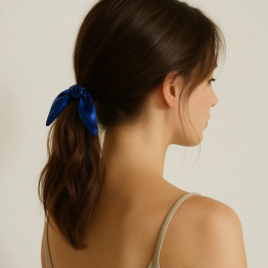 25 Momme Slim Silk Scrunchie with Bow